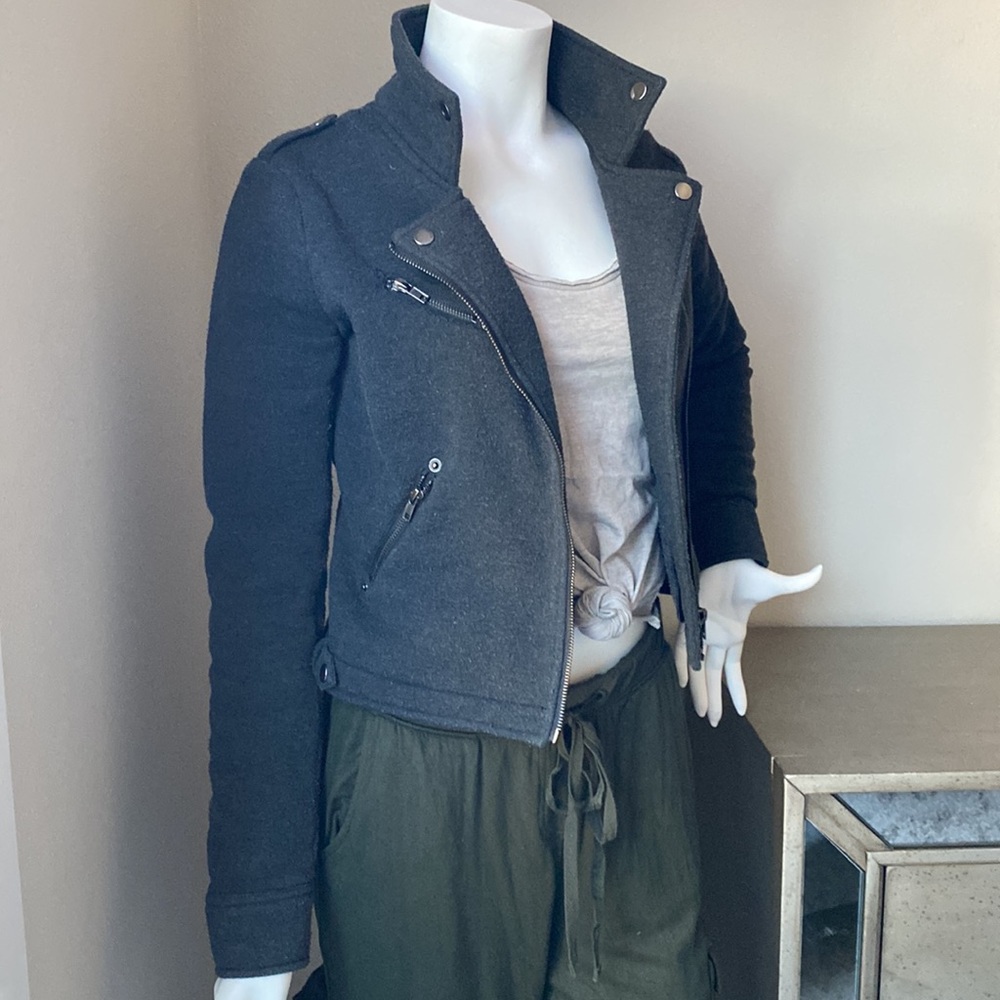 Lola Cropped Moto Jacket Biker Asymmetrical Zip Streetwear Punk Edgy Black S